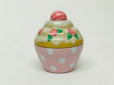 Petit Cupcake rose pale à pois